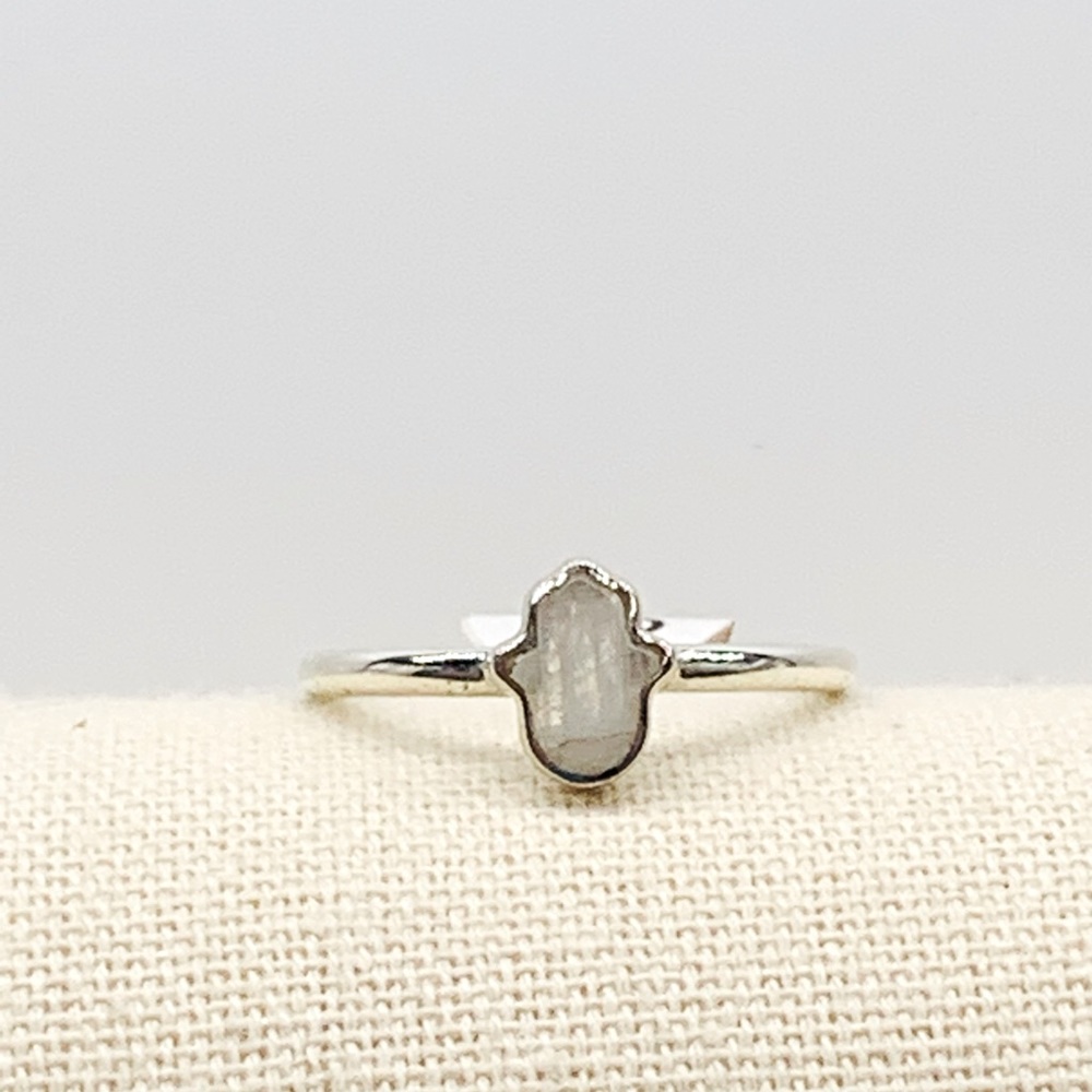 MOONSTONE Sterling Silver Hamsa Ring